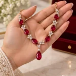 Rineva Crimson Royale Oval Necklace Set - Image 5