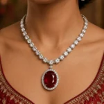 Rineva Crimson Royale Oval Necklace Set - Image 4