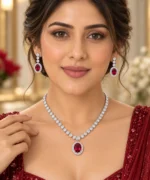 Rineva Crimson Royale Oval Necklace Set - Image 2