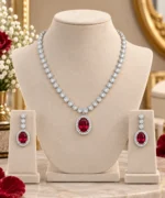Rineva Crimson Royale Oval Necklace Set - Image 4