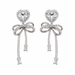 Rineva Crystal Heart Bow Drop Earrings