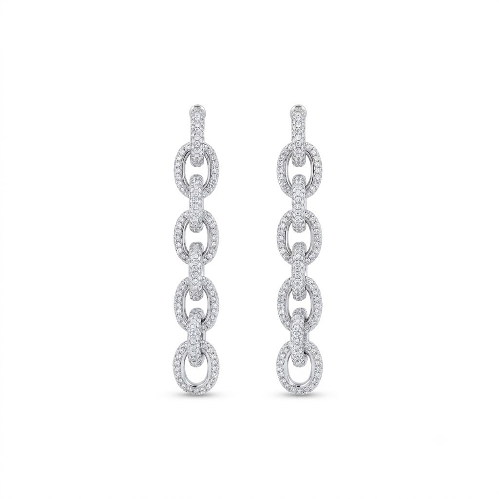 Rineva Diamond Link Cascade Drop Earrings Rineva Diamond Link Cascade Drop Earrings - Image 1