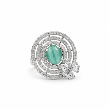 Rineva Emerald Aura Crystal Statement Ring