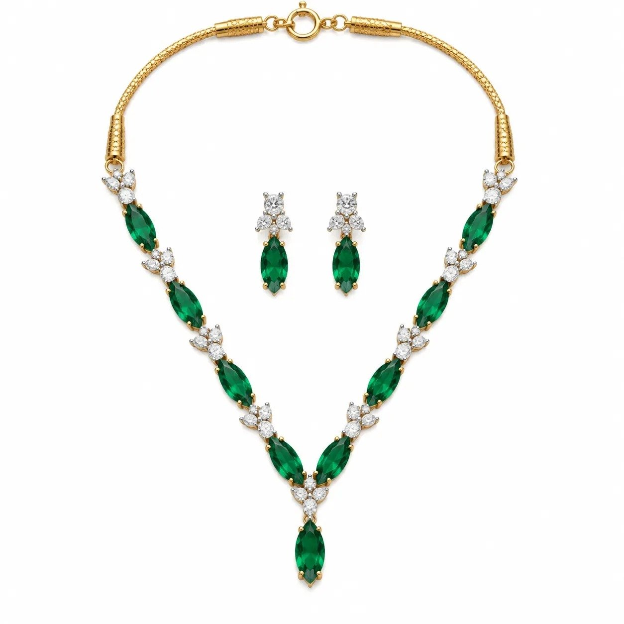 Rineva Emerald Grace Tassel Necklace Set Rineva Emerald Grace Tassel Necklace Set - Image 1
