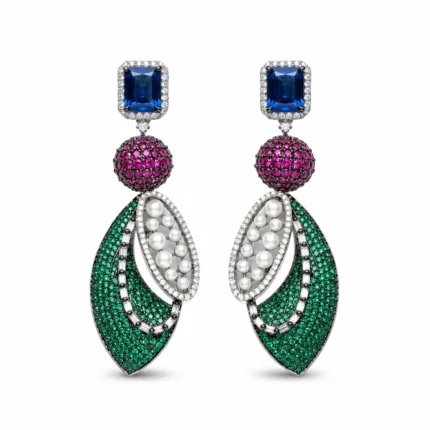 Rineva Emerald Royale Pearl Drop Earrings