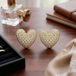 Rineva Golden Heart Glow Crystal Stud Earrings - Image 4