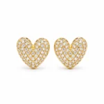 Rineva Golden Heart Glow Crystal Stud Earrings