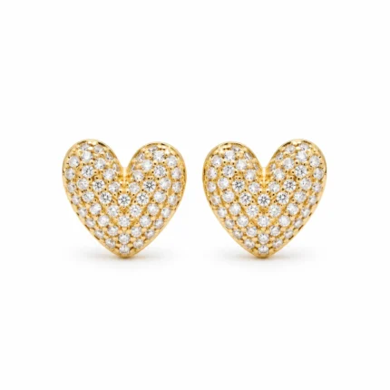 Rineva Golden Heart Glow Crystal Stud Earrings