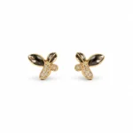 Rineva Noir Petal Luxe Gold Stud Earrings