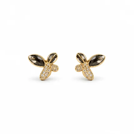 Rineva Noir Petal Luxe Gold Stud Earrings