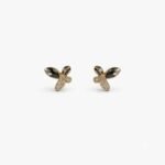 Rineva Noir Petal Luxe Gold Stud Earrings