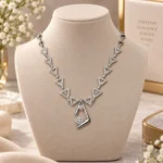 Rineva Noir Triad Crystal Statement Necklace - Image 4