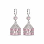Rineva Noor Pink Crystal Jhumka Earrings