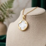 Rineva Pearl Clover Charm Pendant Necklace - Image 3