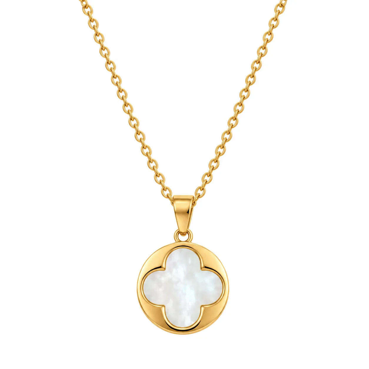 Rineva Pearl Clover Charm Pendant Necklace Rineva Pearl Clover Charm Pendant Necklace - Image 1