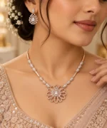 Rineva Rosé Bloom Crystal Pendant Necklace Set - Image 5