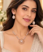 Rineva Rosé Bloom Crystal Pendant Necklace Set - Image 2