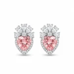 Rineva Roselle Heart Bloom Crystal Stud Earrings