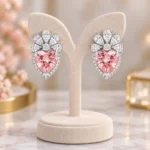 Rineva Roselle Heart Bloom Crystal Stud Earrings - Image 3