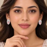 Rineva Roselle Heart Bloom Crystal Stud Earrings - Image 2