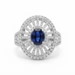 Rineva Royal Sapphire Halo Statement Ring