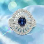 Rineva Royal Sapphire Halo Statement Ring - Image 5