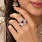 Rineva Ruby Bloom Halo Statement Ring - Image 2