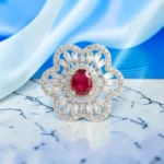 Rineva Ruby Bloom Halo Statement Ring - Image 4