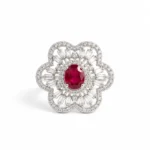 Rineva Ruby Bloom Halo Statement Ring