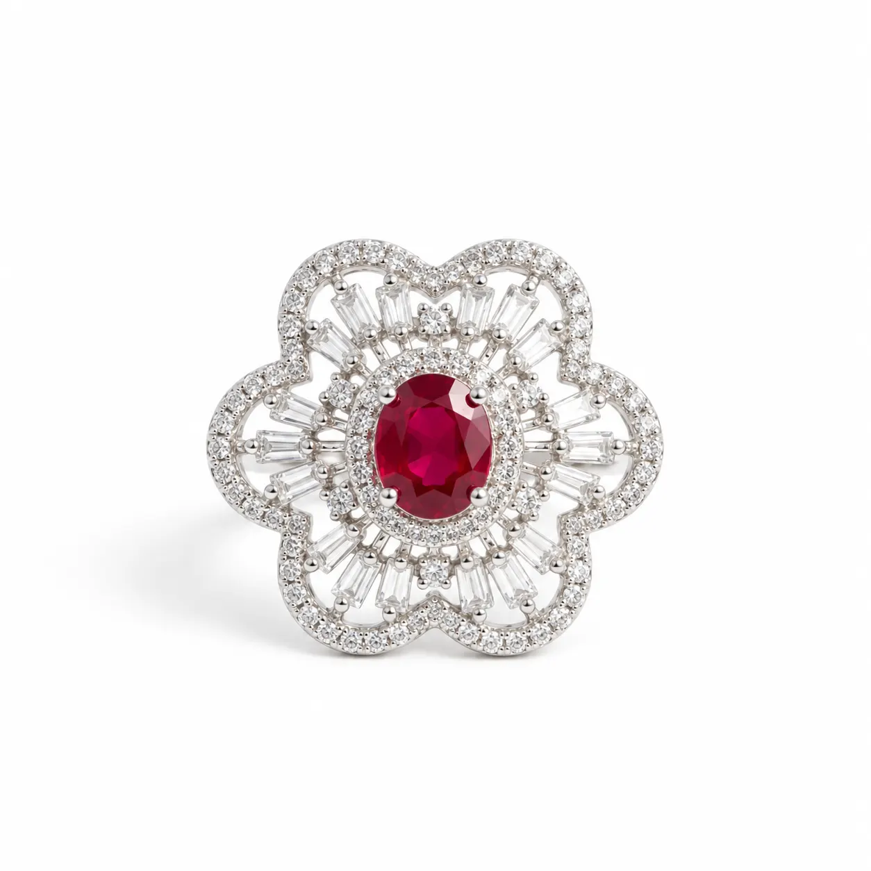 Rineva Ruby Bloom Halo Statement Ring Rineva Ruby Bloom Halo Statement Ring - Image 1