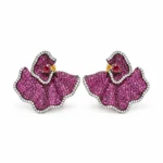 Rineva Ruby Petal Luxe Statement Earrings