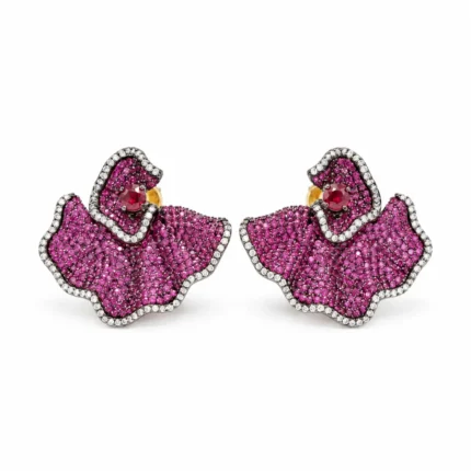 Rineva Ruby Petal Luxe Statement Earrings