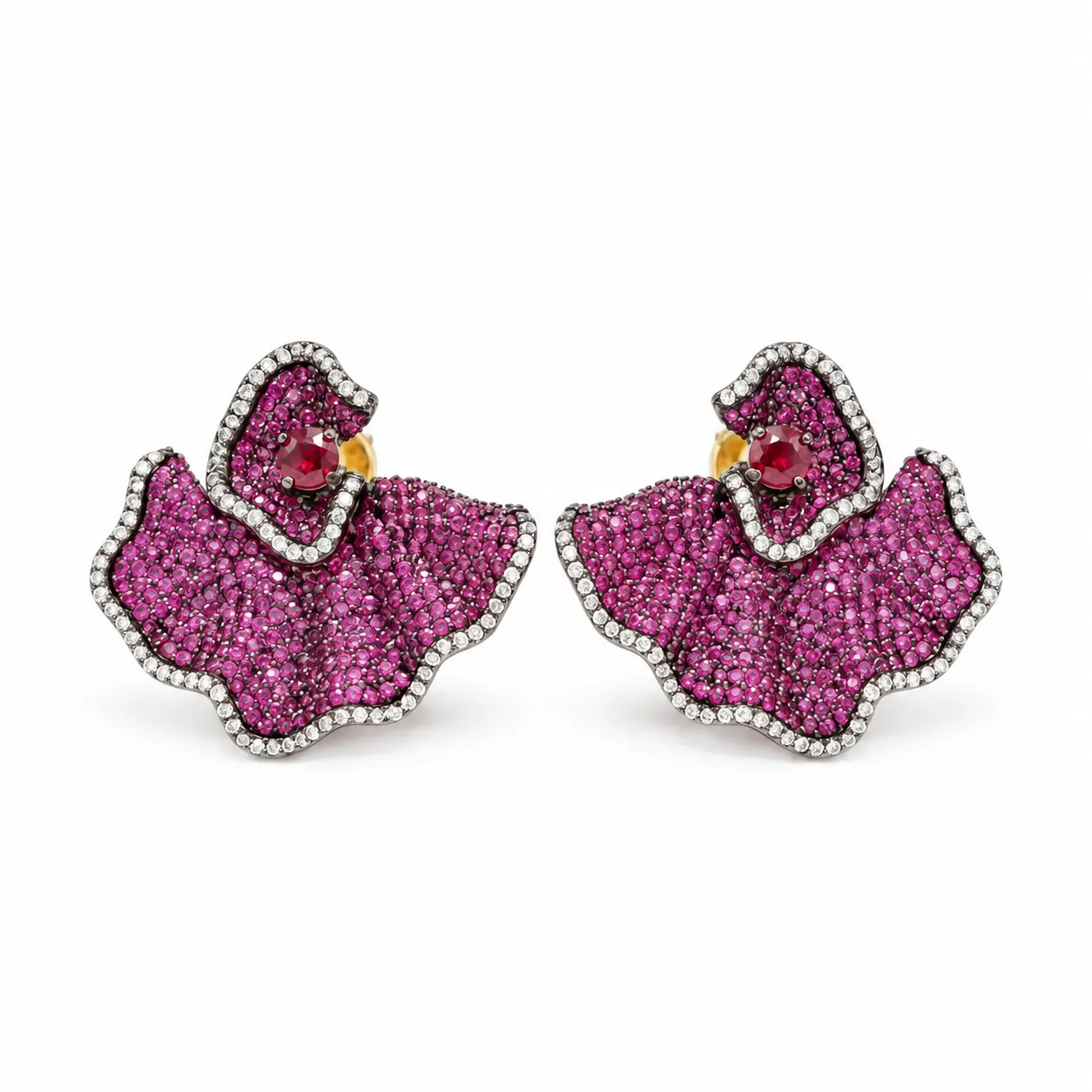 Rineva Ruby Petal Luxe Statement Earrings Rineva Ruby Petal Luxe Statement Earrings - Image 1