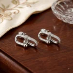 Rineva Urban Link Luxe Silver Statement Earrings - Image 4
