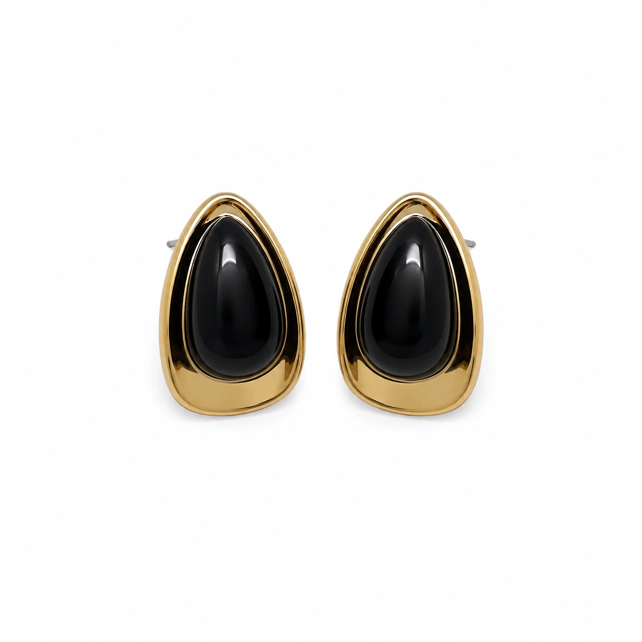 BLACK ONYX TEARDROP STUDS (2) BLACK ONYX TEARDROP STUDS - Image 1