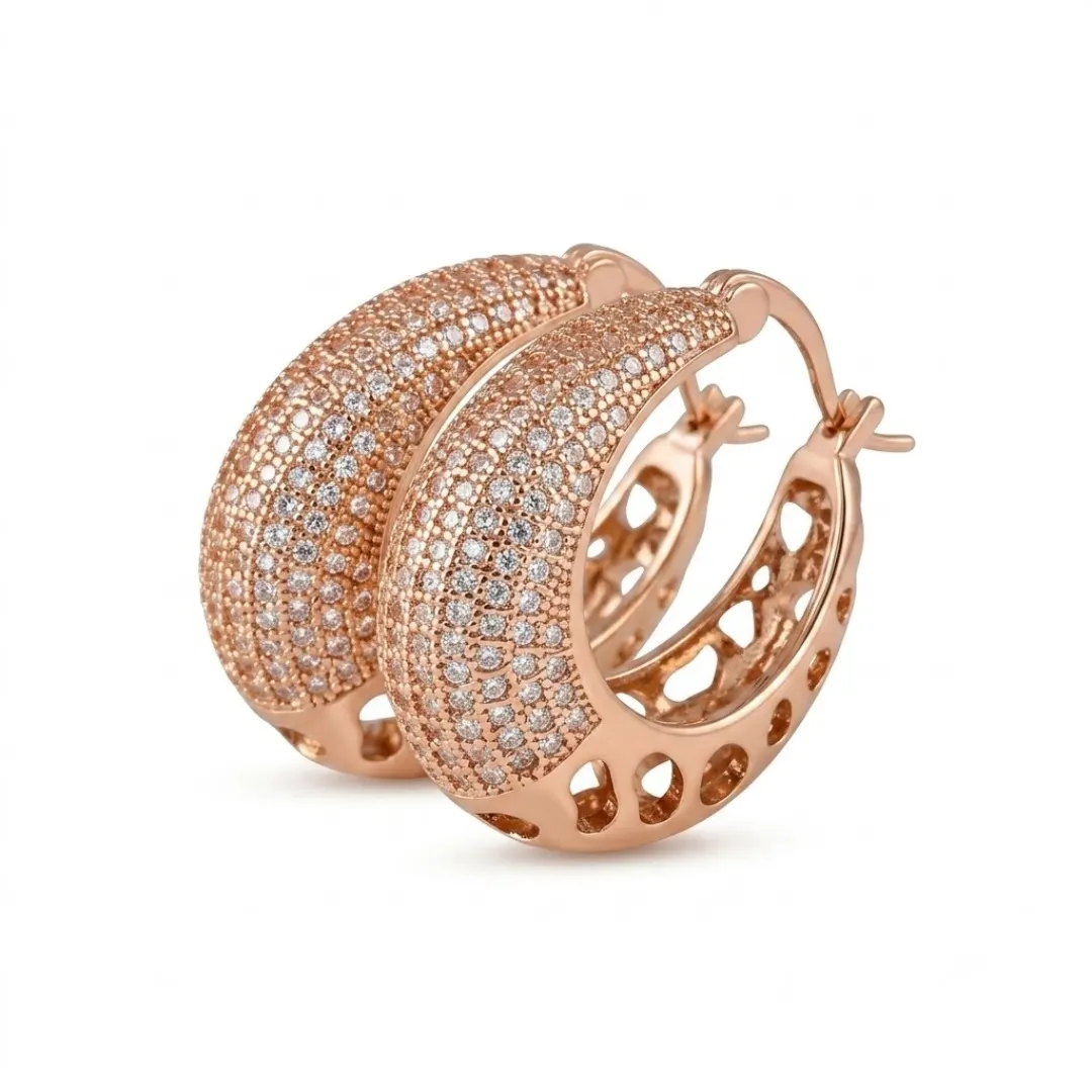 Diamond Pavé Hoop Earrings (2) Diamond Pavé Hoop Earrings - Image 1