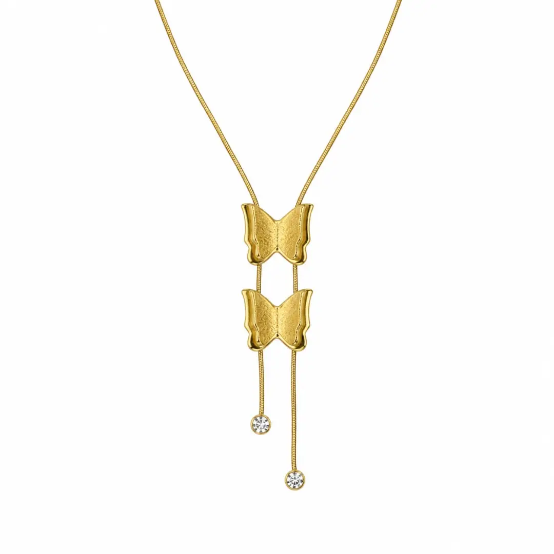 Gold Butterfly Lariat Diamond Drops (2) Gold Butterfly Lariat Diamond Drops - Image 1