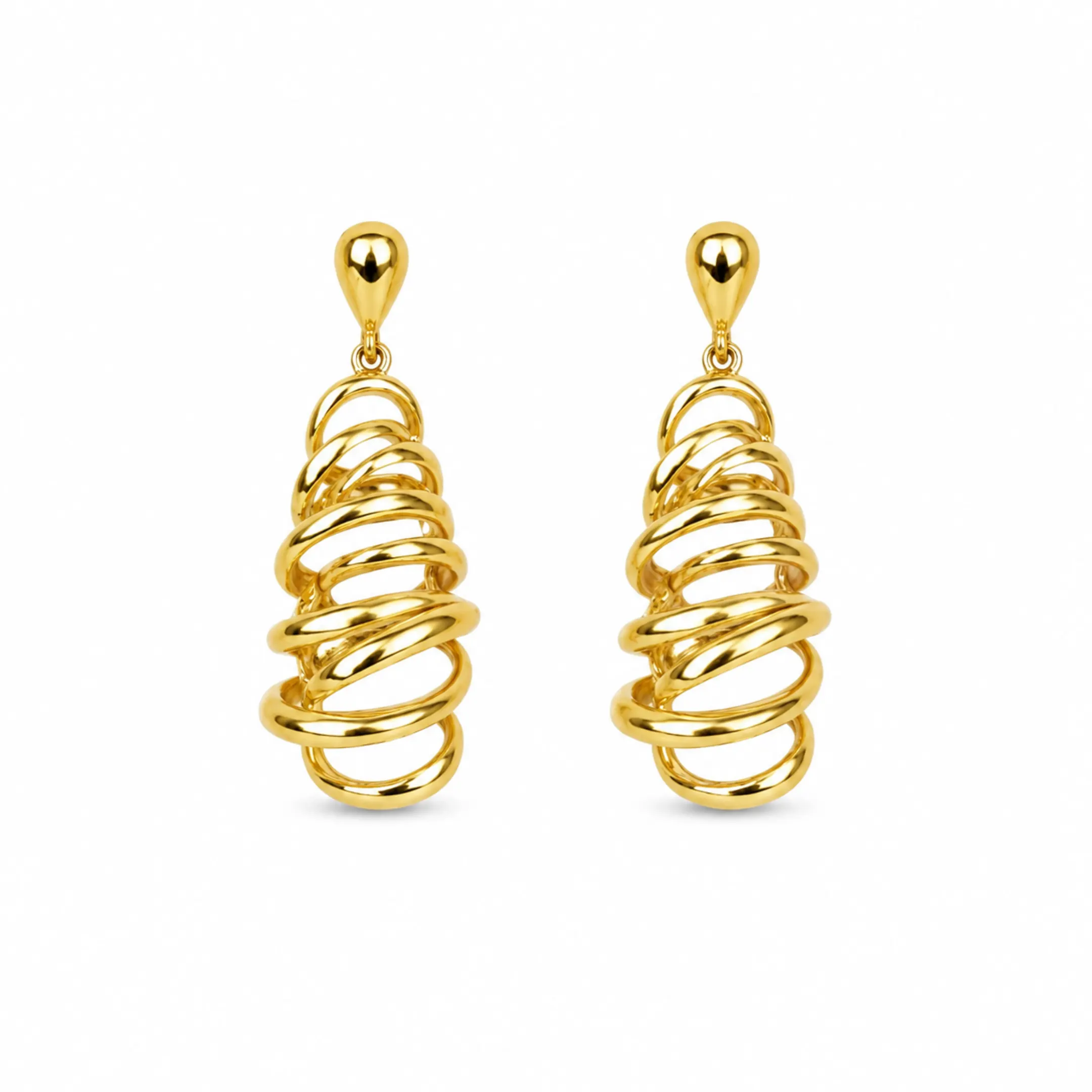 Gold Spiral Drop Earrings – Rineva (2) Gold Spiral Drops - Image 1