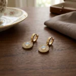 Opal Diamond Halo Dangle Earrings - Image 2