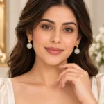 Opal Diamond Halo Dangle Earrings - Image 2
