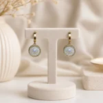Opal Diamond Halo Dangle Earrings - Image 3
