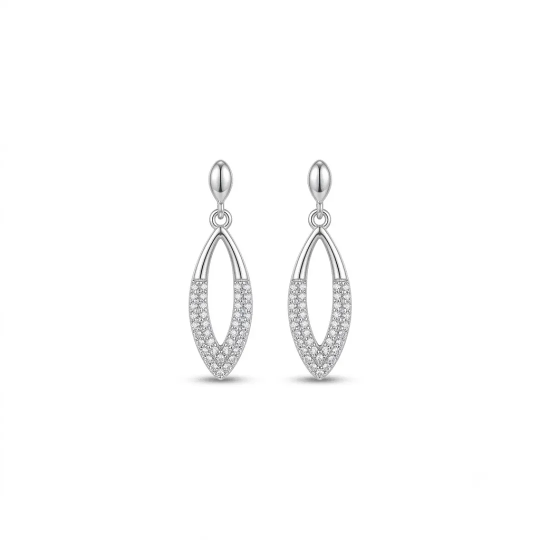 Platinum Diamond Pavé Oval Drops (3) Platinum Diamond Pavé Oval Drops - Image 1