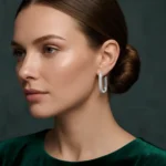Platinum Diamond Pavé U-Hoops - Image 2
