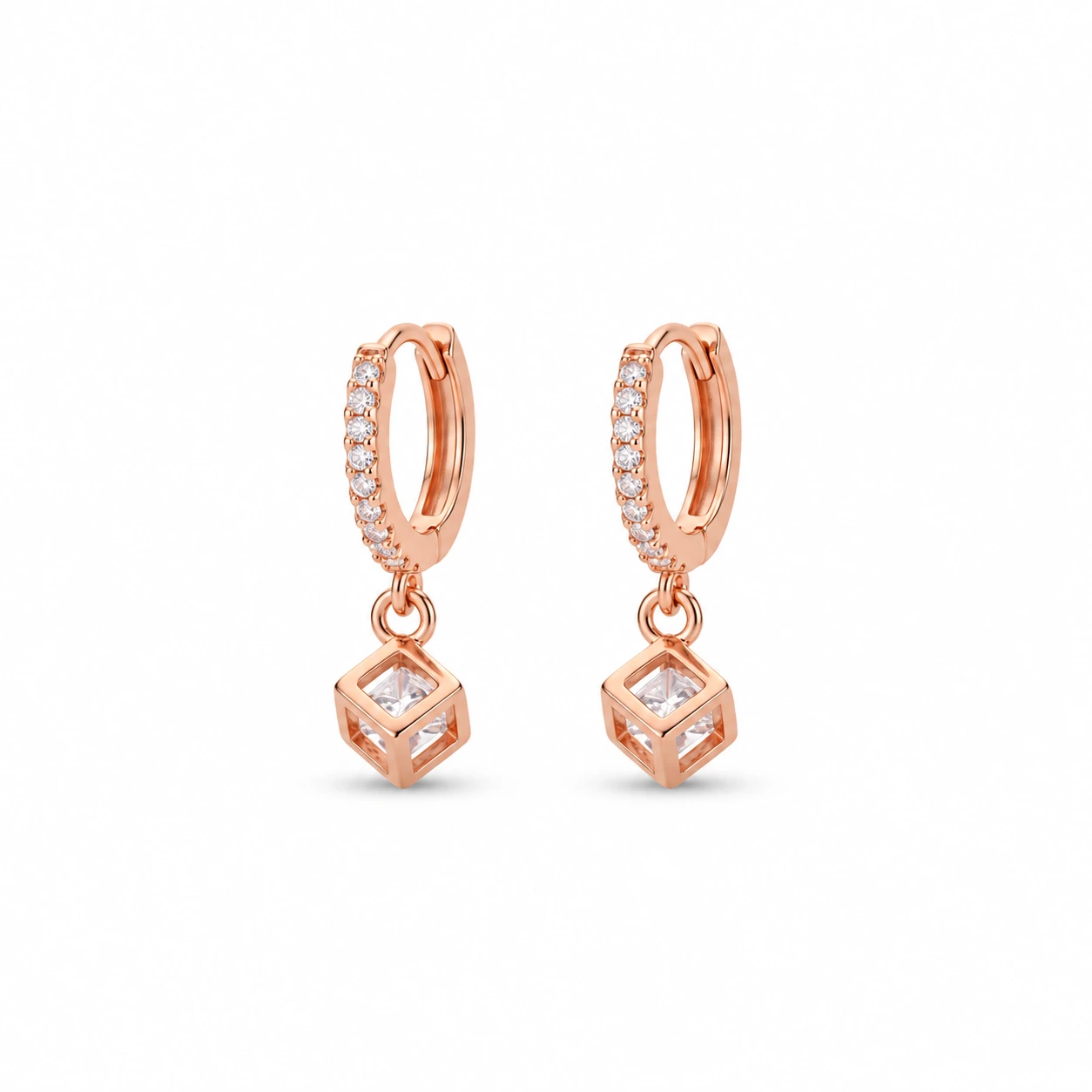 Rose Gold Diamond Cube Drops Rose Gold Diamond Cube Drops - Image 1