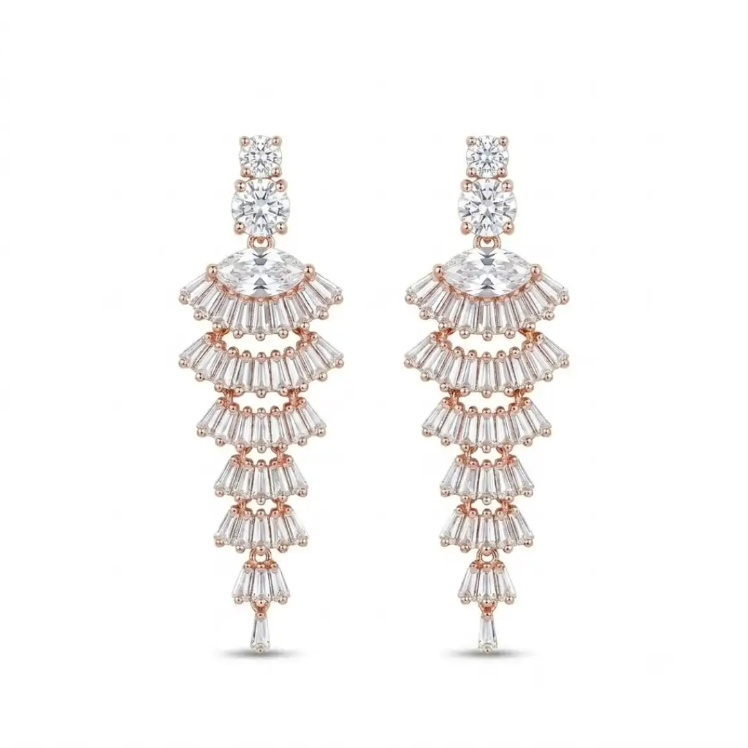 Rose Gold Diamond Fringe Cascade (4) Rose Gold Diamond Fringe Cascade - Image 1