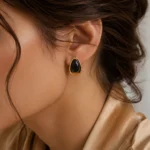 BLACK ONYX TEARDROP STUDS - Image 2