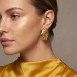 Ridged Gold Hoops - Image 2